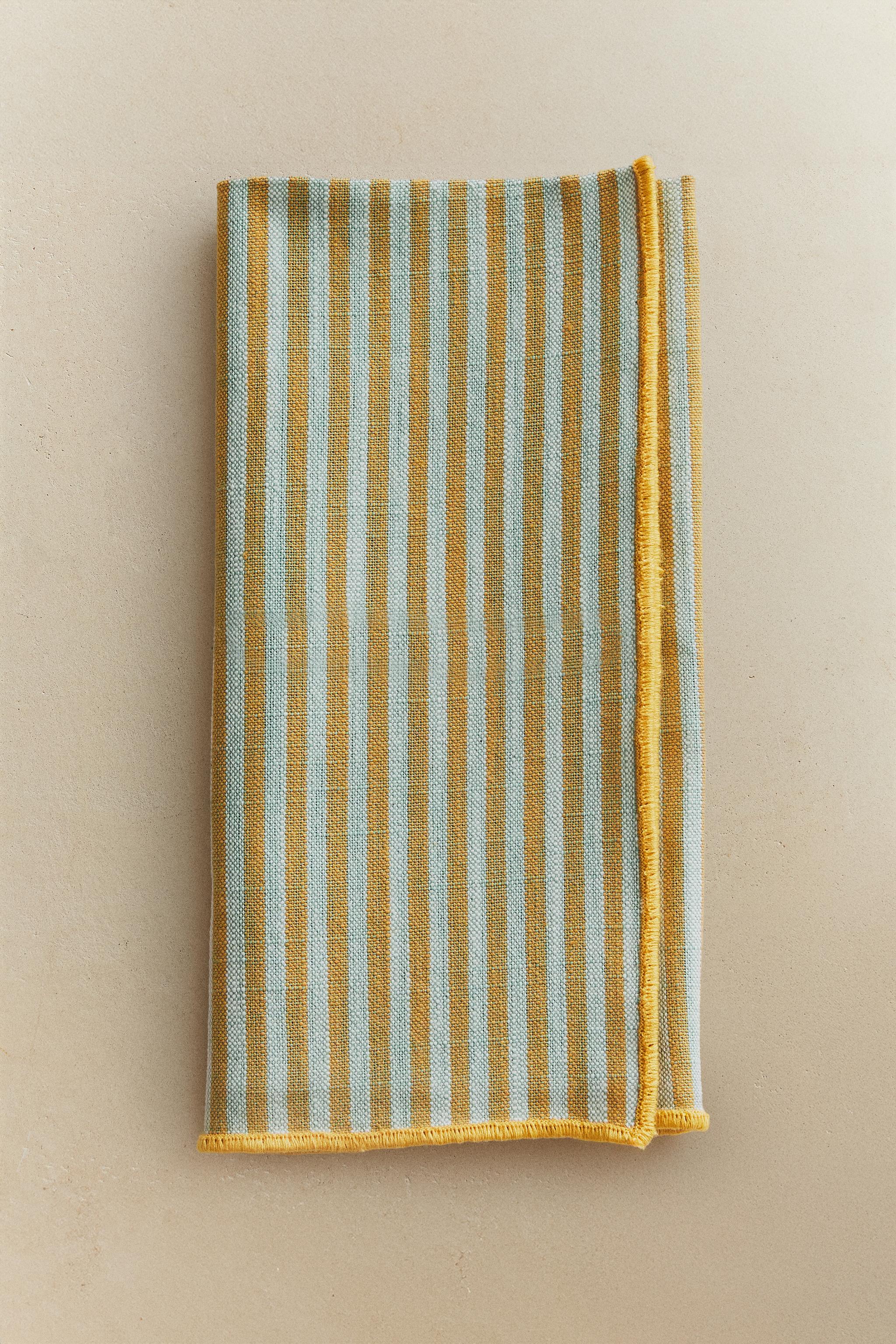 LOT SERVIETTES DE TABLE COTON RAYURES (LOT DE 2)